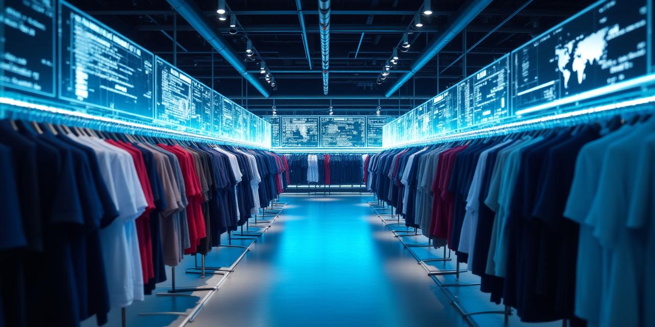 Futuristic retail environment with data overlays