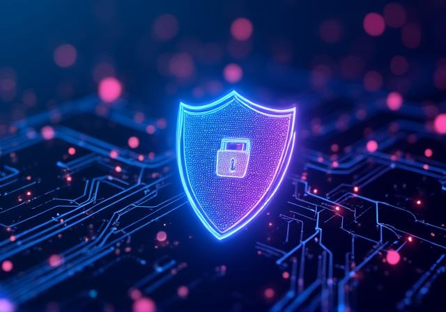 Abstract visualization of secure AI data processing